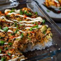 Spicy salmon sushi bake featured photo