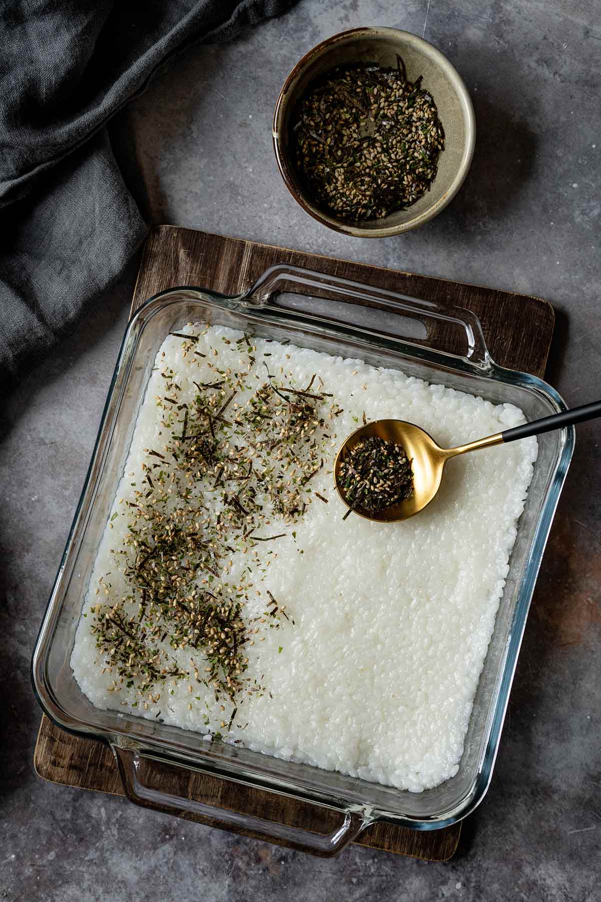 Sushi rice in a dish